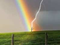 Lightning meets a rainbow
