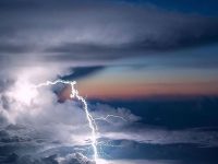 Lightning over the clouds