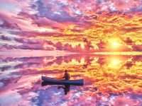 Reflection of the sky in the river, Bolivien, Uyuni