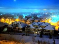Wintry cold night in Edmonton, Alberta, Canada