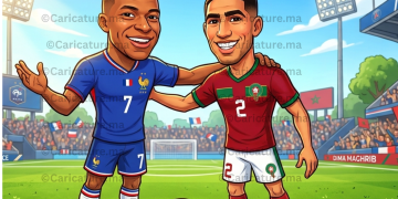 كاريكاتير يصور مباراة المغرب وفرنسا في ربع نهائي كأس العالم 2026، ويبرز كيف يحاول التحريض على مواقع التواصل إشعال التوتر بين الجماهير، بينما تبقى الروح الرياضية والاحترام خارج الملعب.