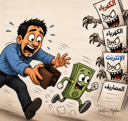 الراتب الشهري يصل مبتسمًا… ثم يركض مباشرة نحو المصاريف!