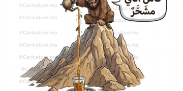 كاريكاتير يعبر عن ثقافة الشاي المغربي